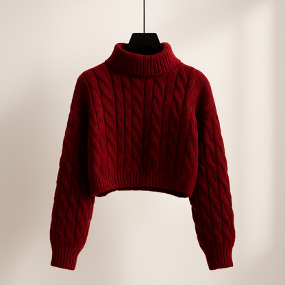 Oslo Knit – Cropped Wool Turtleneck