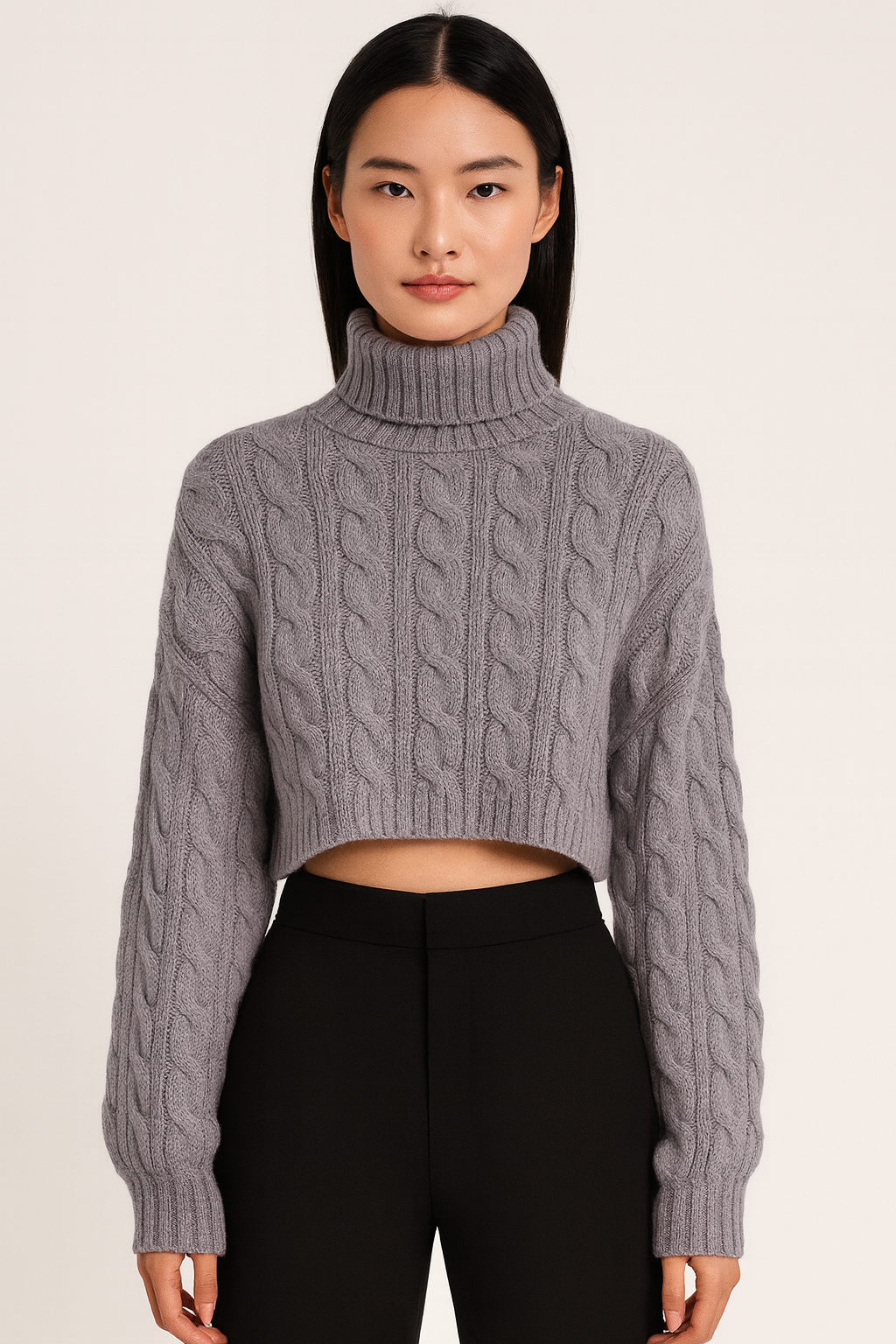 Oslo Knit – Cropped Wool Turtleneck