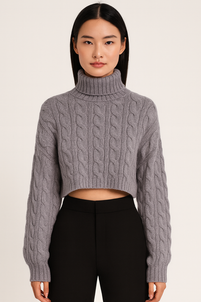 Oslo Knit – Cropped Wool Turtleneck
