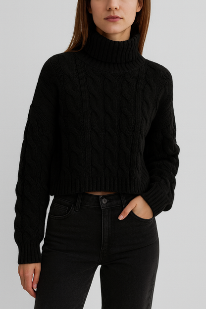 Oslo Knit – Cropped Wool Turtleneck